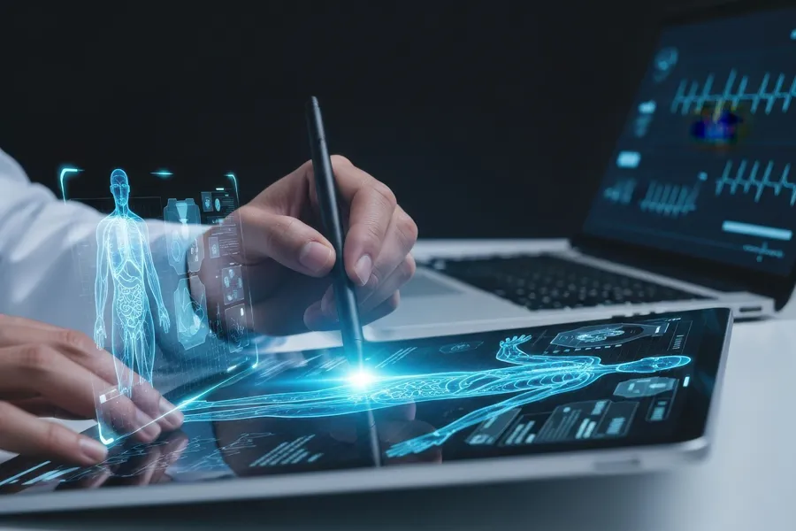 Preventative-Screenings-Clinic A doctor reviews a body scan on a tablet. Schedule a preventative screening from Guerda Johnson, FNP-C in Tyler East Texas Area.